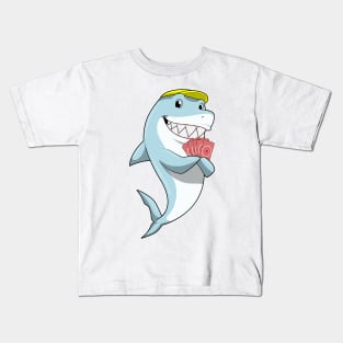 Shark at Poker with Poker cards Kids T-Shirt